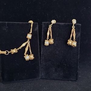 Vintage Victorian Style Bracelet & Earrings Dangle Engraved Bar Links